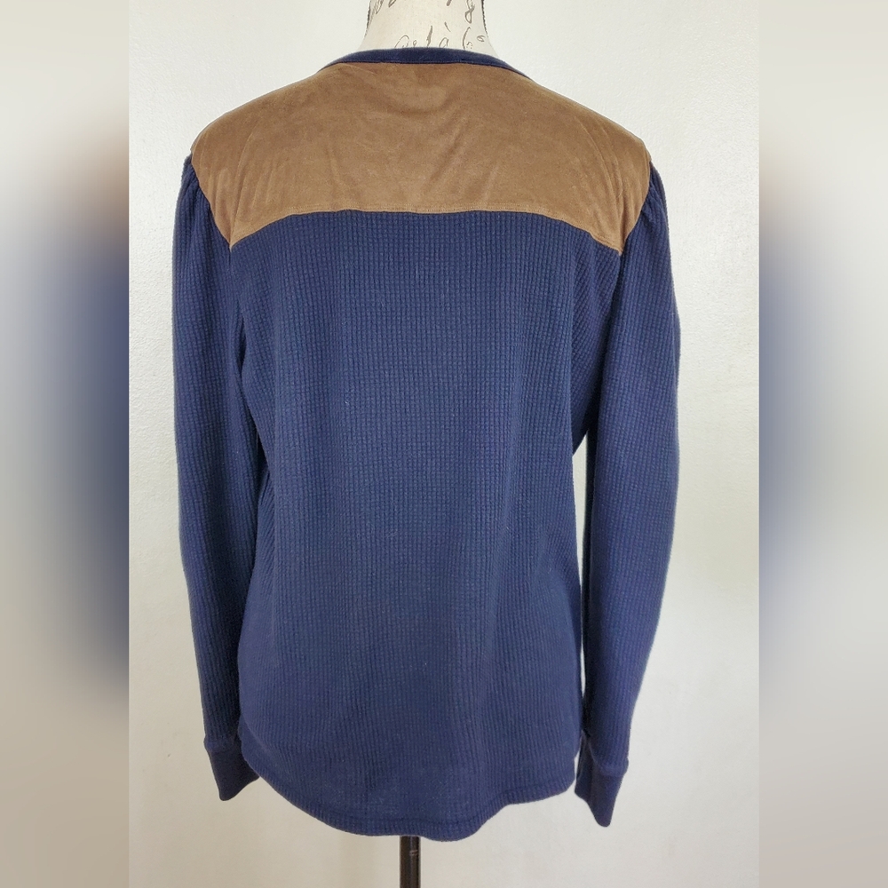 Tommy Hilfiger Henley Top Women’s XL Navy Waffle Knit Long Sleeve Pullover - Picture 3 of 12